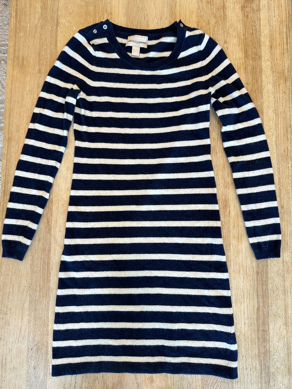 Banana Republic Navy Blue Striped Knit Sweater Dress Holiday 2012 - Size XS